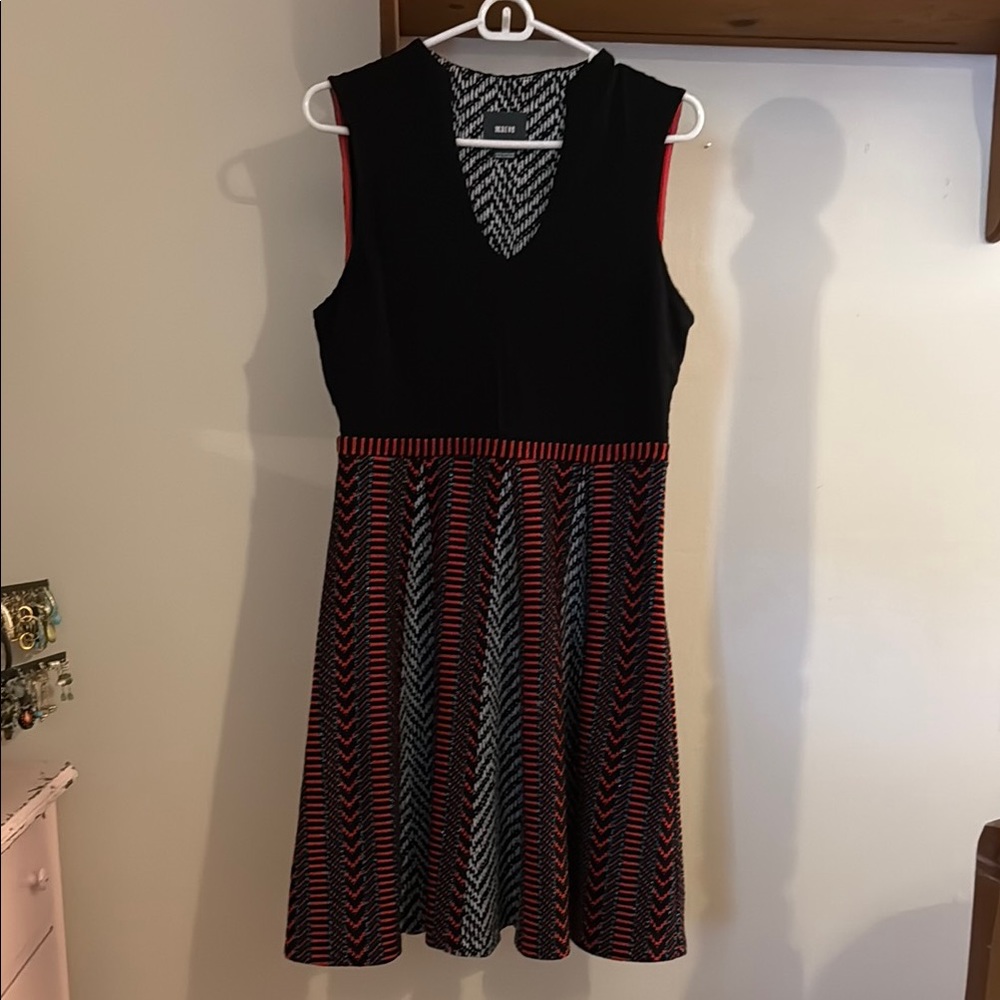 Anthropologie Maeve Black and Red Fit and Flare Mini Dress